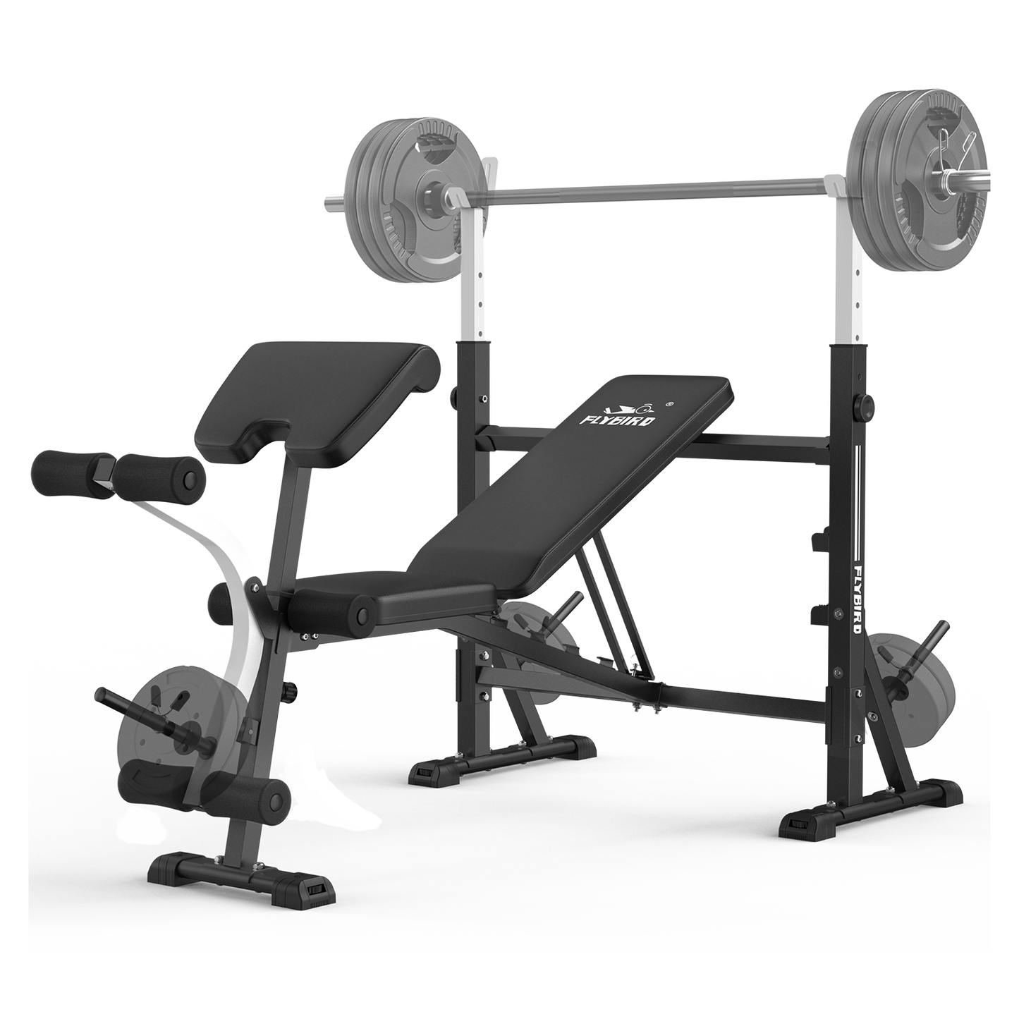 Flybird Adjustable Workout Bench with Preacher Curl Pad 39In-Width