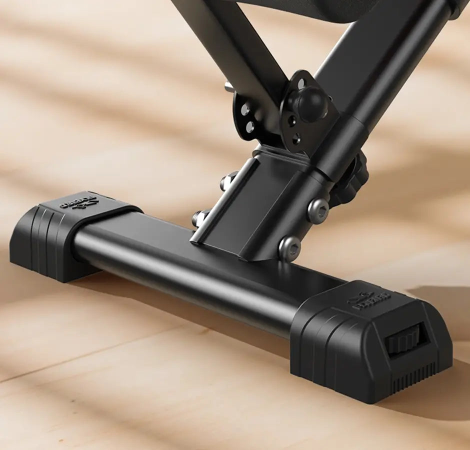 Black metal stand on a wooden floor