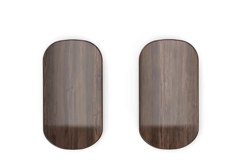 Two wooden cutting boards on a white background