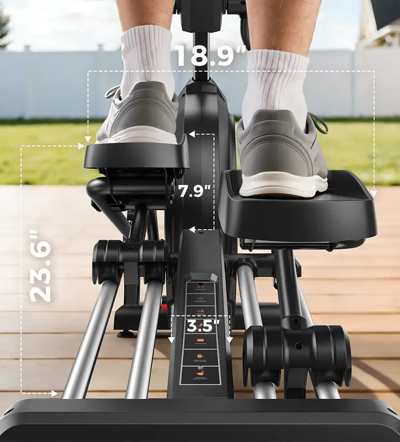 Ergometer with measurements on a wooden deck