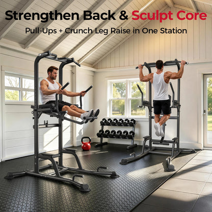 Gym equipment with two people using it in a home gym setting.
