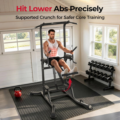 Man using a home gym machine with text about core training.