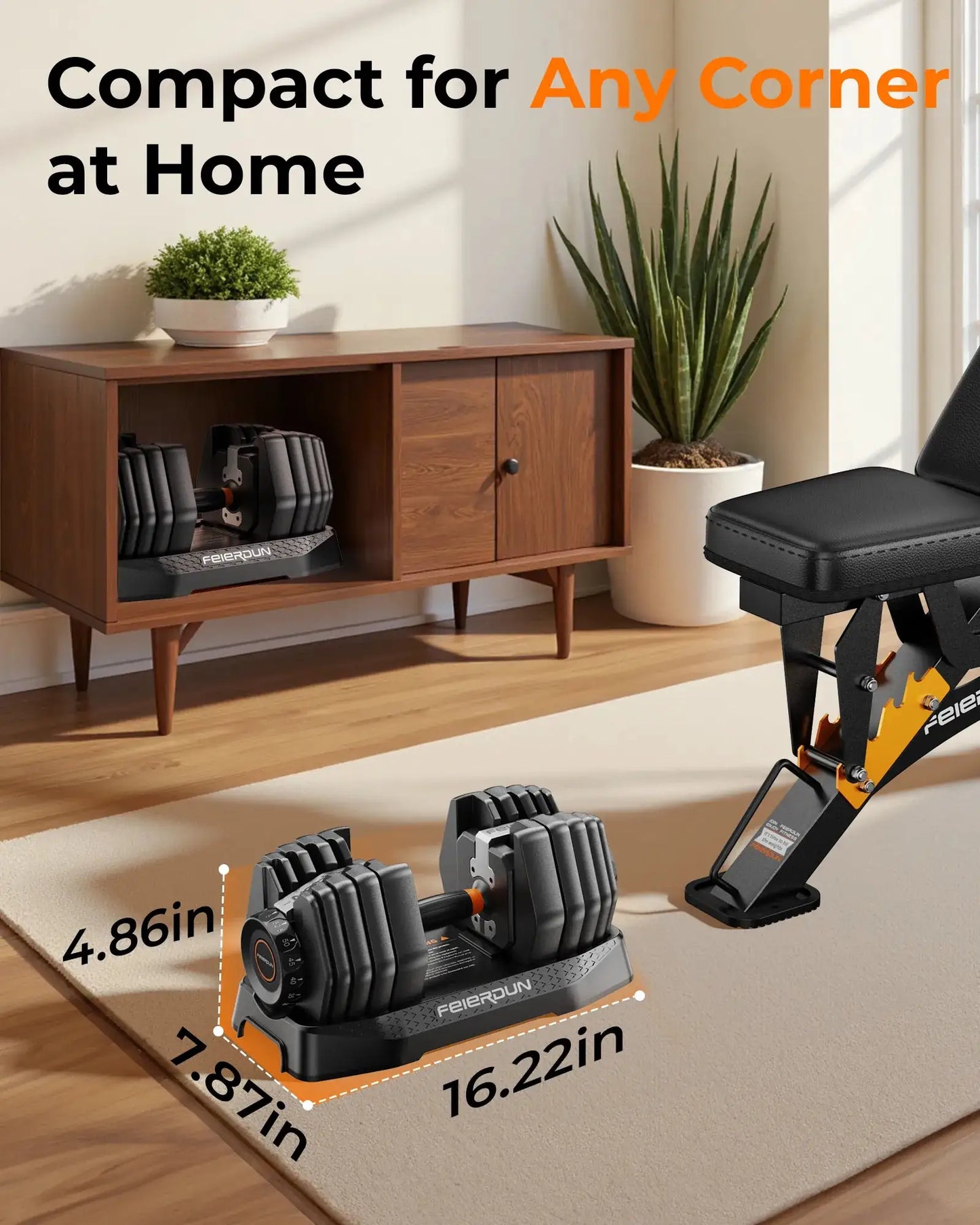 Feierdun Quick Adjustable Dumbbell 52.5lb