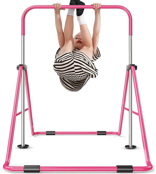 Sportsroyals Adjustable Folding Pink Gymnastics Bar