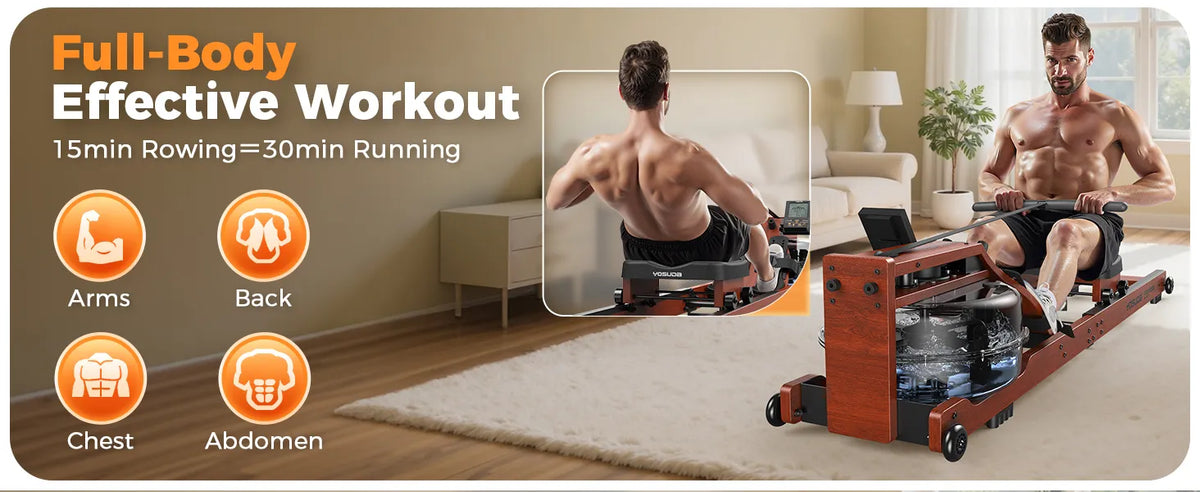 Foatable Rowing Machine Wooden Foldable Water Rowing Machine – FED Fitness