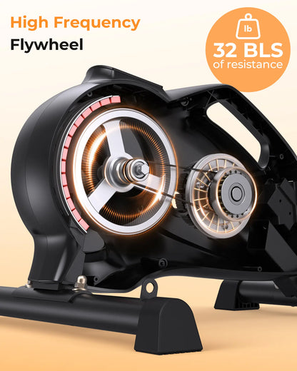 High frequency flywheel with resistance rating on a beige background