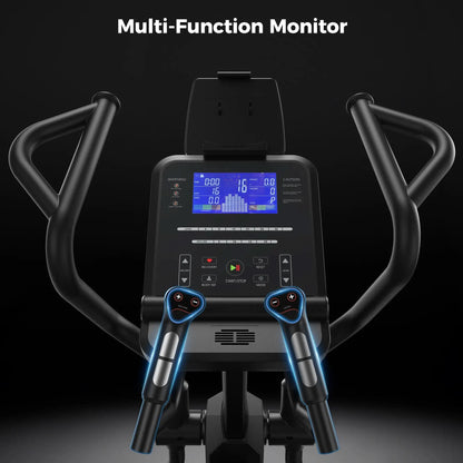 Multi-function monitor on a piece of exercise equipment with a black background