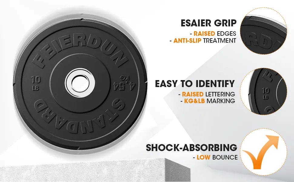 Feederdun sandard weight plate with features highlighted on a white background