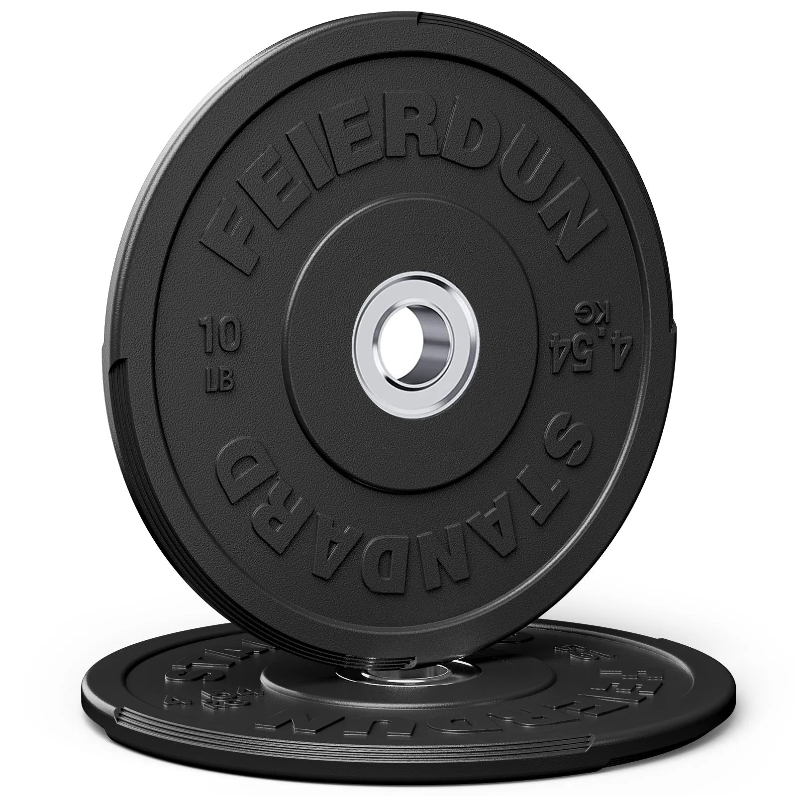 Pair of black weight plates with 'Feverdun' branding on a white background