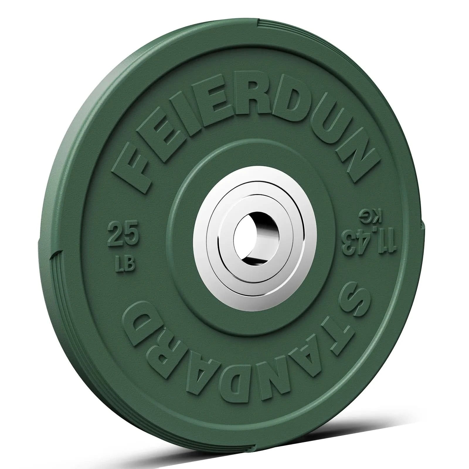 Green weight plate with 'Feierdun' branding on a white background