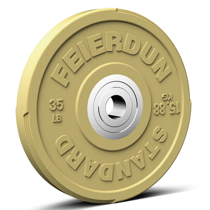 Gold weight plate with 'FEIERDUN' branding on a white background