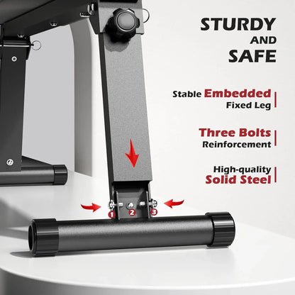 Pedal bike stand with text highlighting stability and safety features on a white background