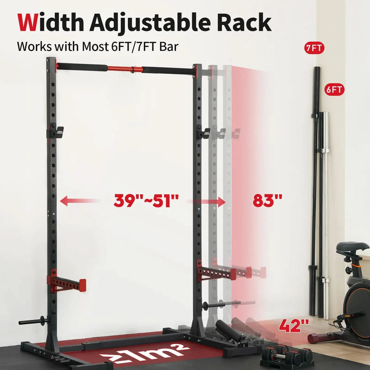 Squat Rack Width FED Fitness Flybird Series SR1 Adjustable Width Squat Rack With Pull-U