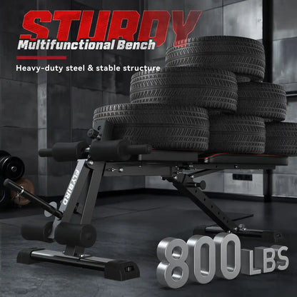 Flybird Adjustable Weight Bench with Preacher Curl