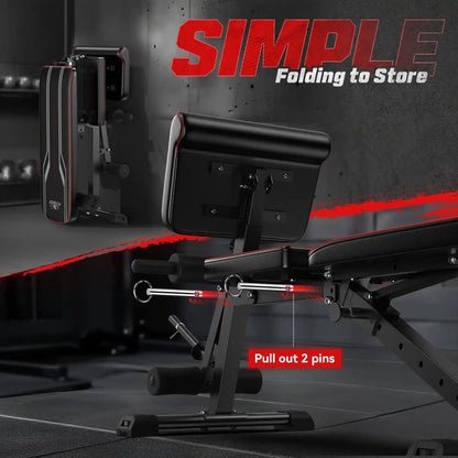 Flybird Adjustable Weight Bench with Preacher Curl